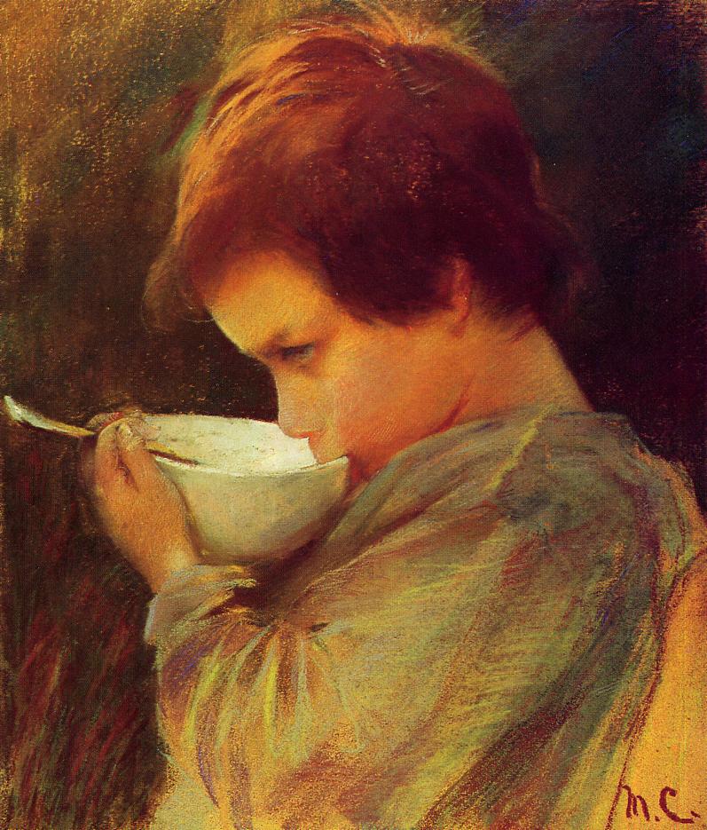 Child Drinking Milk - Mary Cassatt Painting on Canvas